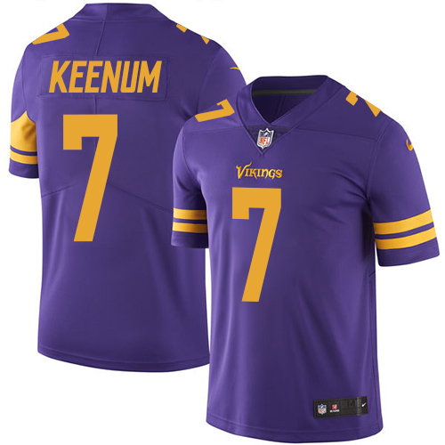 Nike Vikings #7 Case Keenum Purple Men's Stitched NFL Limited Rush Jersey - Click Image to Close